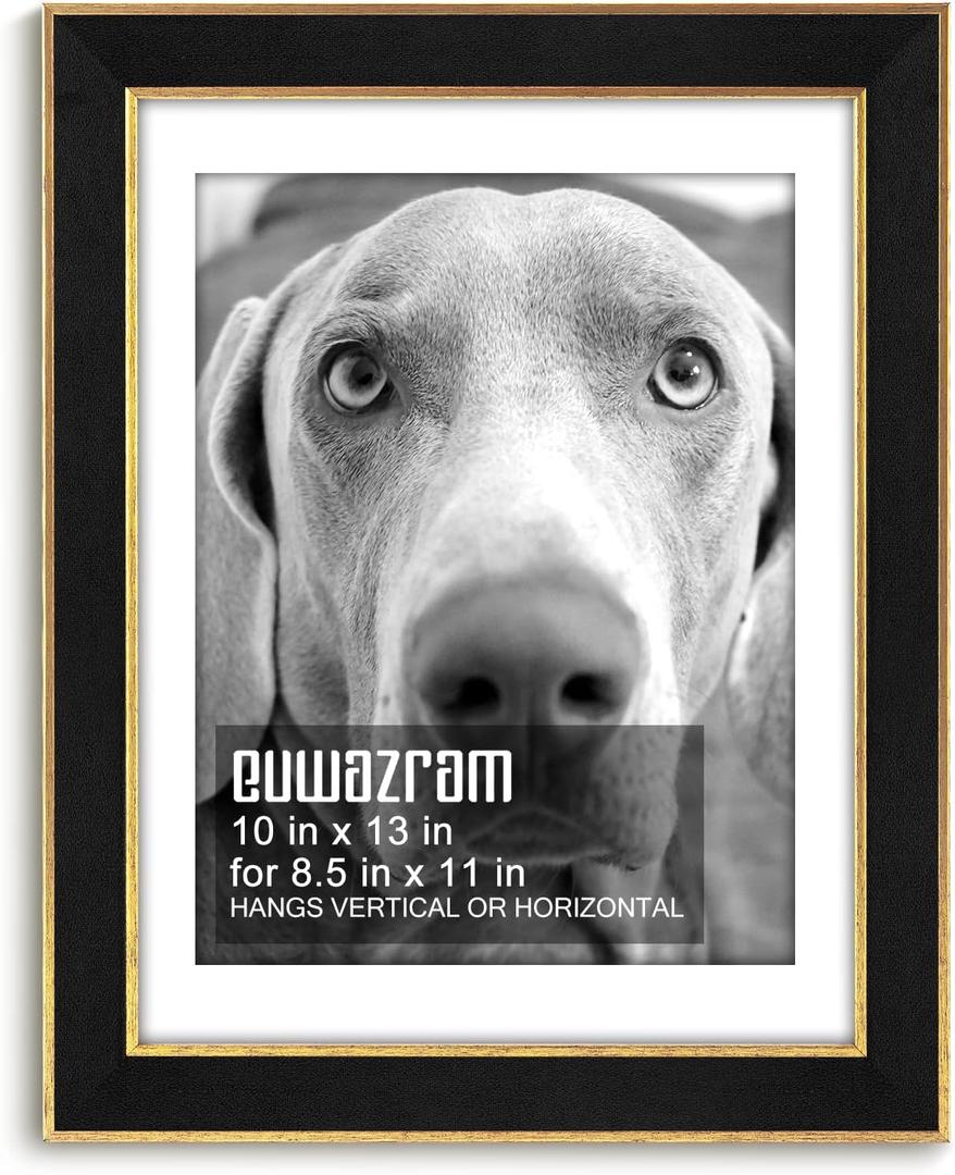 Suede 10x13 Frame - Single Frame, Christmas Elegant Black 10 x 13 Poster Frame with Mat for 8.5 by 11, 10x13 Picture Frames for Artwork, Puzzles, Photos and Movie Posters