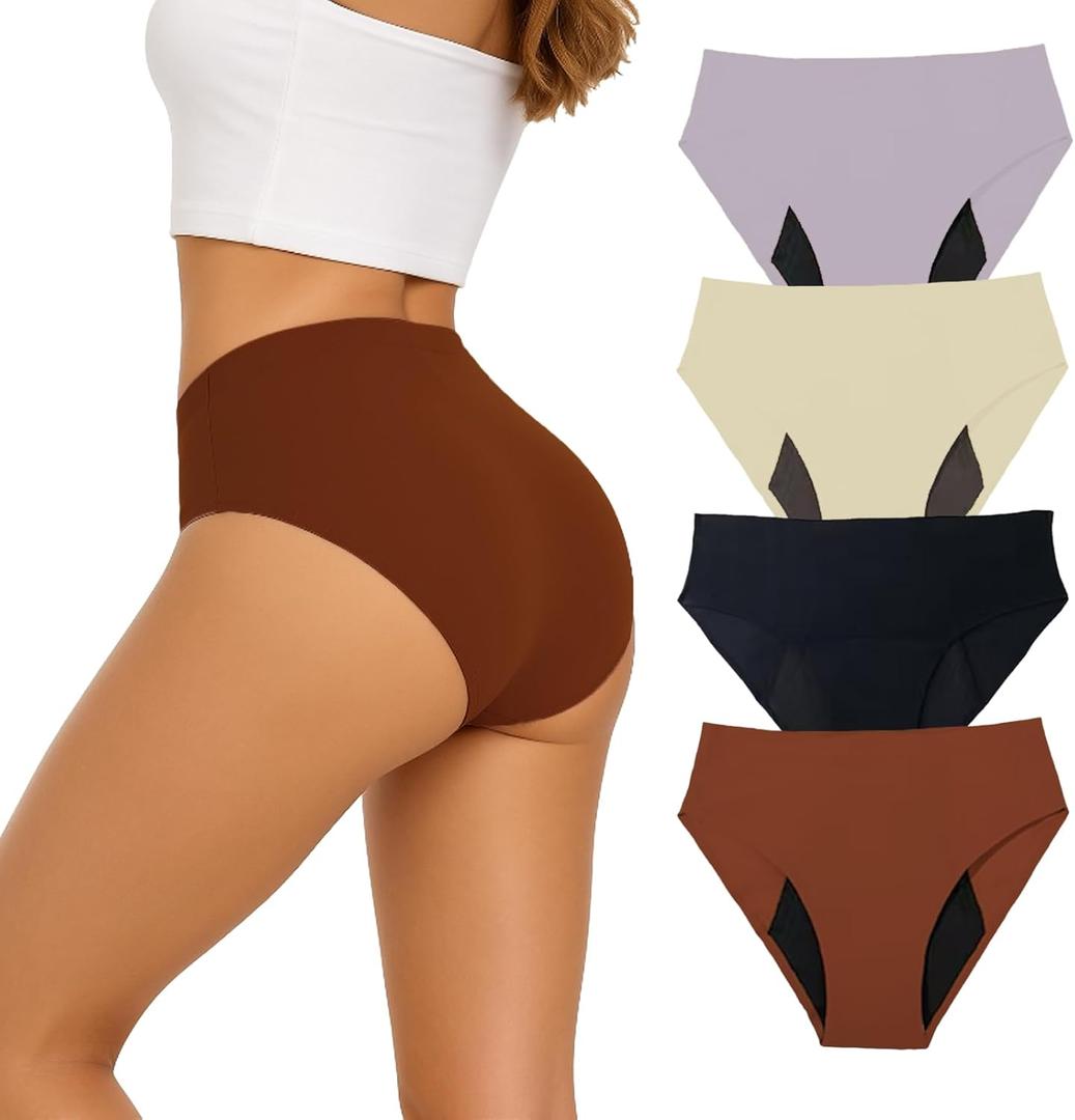 Jointown Incontinence Underwear for Women Washable High Absorbent Period Underwear Reusable Leakproof Panties for Bladder Leak (Large, 4 Mix Color)