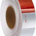 2" X 100FT DOT-C2 Reflective Tape -6" Red x 6" White Waterproof Reflector Conspicuity Tape - Safety Sticker Strips for Trailers, Cars, Trucks, Warning Tape Automotive Accessories