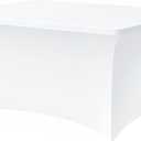 4FT White Table Cloth - 1 Pack, Fitted Stretch Rectangle Spandex Tablecloth, Washable Table Cover for Party, Dining, Wedding, Banquet and Festival(Black, 30" x 48")