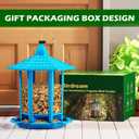 Birdream 2 Pack Bird Feeders for Outdoor Hanging, Retro Pagoda Design Fun Installation Bird Feeders, Attracting Wild Birds Chickadees Goldfinches Cardinals Finches and Sparrows - Blue