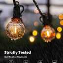 Brightown Outdoor String Lights 29 Feet G40 LED Patio Lights, Plug-in, 13 Plastic Edison Bulbs(1 Spare), Waterproof Connectable Hanging Light for Backyard Porch Balcony Party Decor, E12 Base, Black