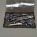 Professional 4 in 1 Dog & Cat Grooming Scissors Kit with Safety Round Tips,Sharp & Durable,Dog Shears for Grooming - Includes Straight, Curved, Thinning Scissors and Comb - Premium Pet Supplies