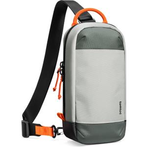 tomtoc Sling Crossbody Bag for Nintendo Switch 2, Protective Travel Chest Carrying Gaming Pouch with 8 Game Cartridges Slots (Gray)
