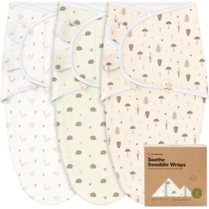 3 x 3-Pack Organic Baby Swaddle Sleep Sacks - Swaddles for Newborns, Infant 0-3 Months, Baby Girls, Boys, Soft & Snug Newborn Sleep Sack, Nursery Swaddling Blankets (Nibbles/Bruce, OS)