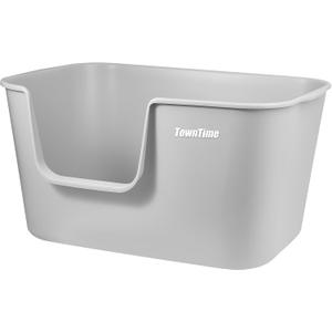 Extra Large Kitty Litter Box with High Sides, Anti-Splashing, Tool-Free Assembly, Multi Cat, Jumbo (Grey) 24.60" L x 16.92" W x 12.99" H
