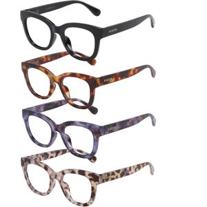 Reading Glasses for Women Men Square Oval Readers with Spring Hinge Anti UV Glare (Black,demi Brown,demi Blue,demi White)