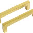 Haidms 30 Pack | 4 Inch Gold Cabinet Handles Brushed Gold Drawer Pulls Stainless Steel Cabinet Hardware Square Bar Modern Cabinet Handles for Kitchen Bathroom Cupboard