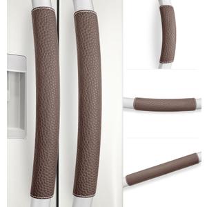 Refrigerator Handle Covers, 5 PCS, Adjustable Appliance Handle Covers, Keep Your Kitchen Clean, Microwave Oven Stove Dishwasher Handle Protector, Non Slip Fridge Handle Cover (Dark Brown)