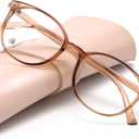 Miyya Blue Light Blocking Glasses Women, Fashion Round Transparent Anti Blue Light Glasses with Anti Eyestrain & UV Glare, Coffee 