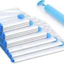 12 Pack Vacuum Moving Bags (1 Max plus/1 Max/1 Jumbo/3 Large/3 Medium/3 Small), Sturdy and Durable, Clothes Storage Bags,College Supplies Packing Bag, Hand Pump Included (Transparency)