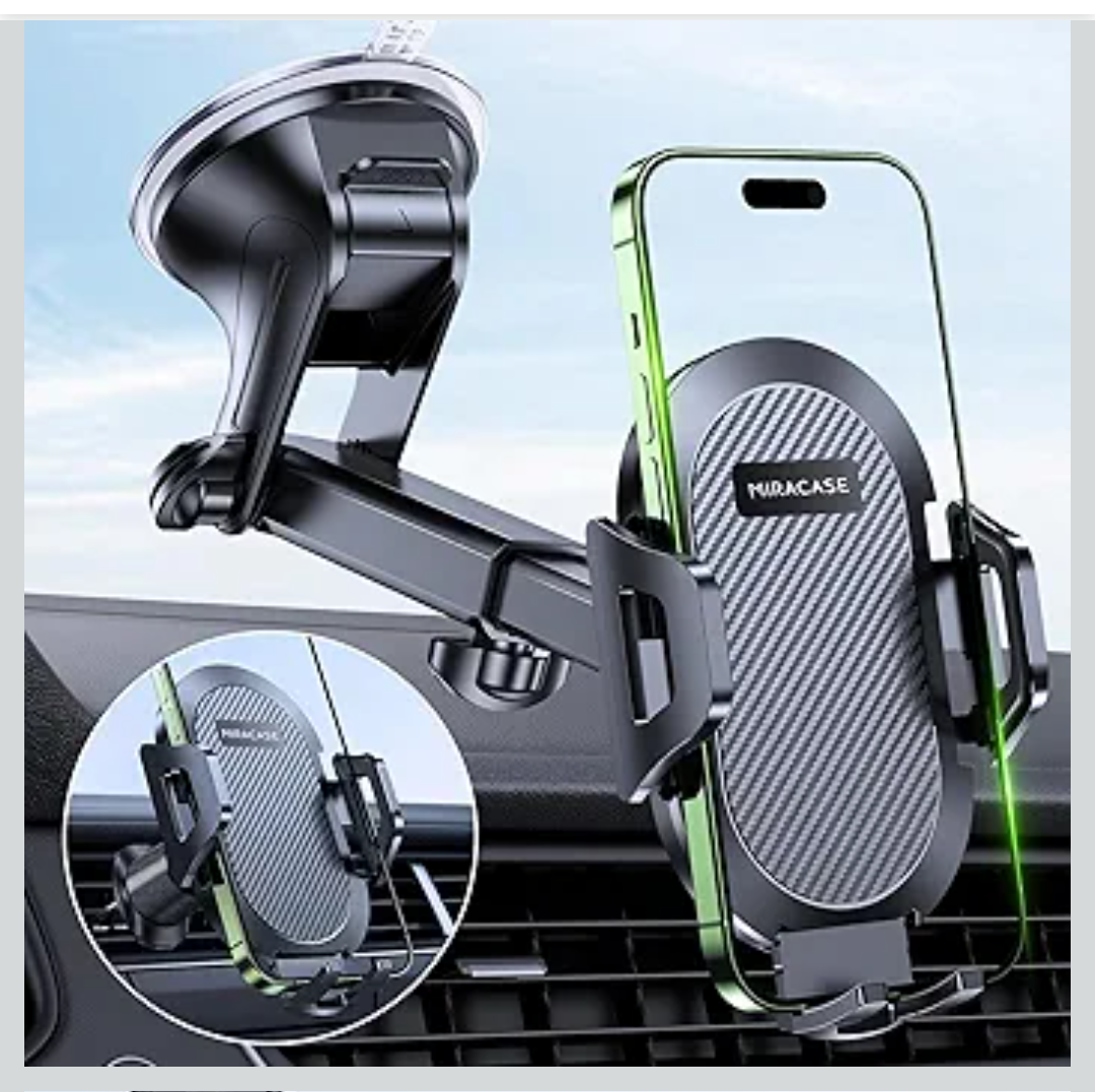 Miracase Phone Holders for Your Car, [Thick Case & Heavy Phone Friendly] Universal Cell Phone Car Mount, 3-in-1 Phone Mount for Car Dashboard Windshield Air Vent Fit for All Smartphones