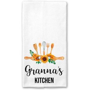 Granna's Kitchen Towel - Tea Towel Kitchen Decor Sunflower Watercolor - Granna's Birthday Gift - New Home Gift - Kitchen Soft and Absorbent Kitchen Tea Towel
