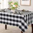 joybest Buffalo Plaid Checkered Tablecloth - Wrinkle Resistant Waterproof Table Cloth Washable Polyester Fabric Table Cover for Outdoor Picnic, Dinner and Party, 37 x 70 Inch Black and White
