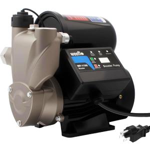 Weeflos 1.5HP Automatic Booster Pump, 1600 GPH Water Pump, 120ft Max Head, Mechanical Pressure Switch, Self-Priming Utility Pump for Shower, Irrigation, Basement, Garden, Pool (1.5HP/120FT)