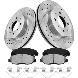 Front Brake Pads And Rotors Kit For 1996-2005 Honda Civic (ONLY For 262mm 10.3in) 10-14 Insight, Automotive Replacement Brake Kits 3295 D1578-8791 Drilled And Slotted Discs Anti-rust Oil