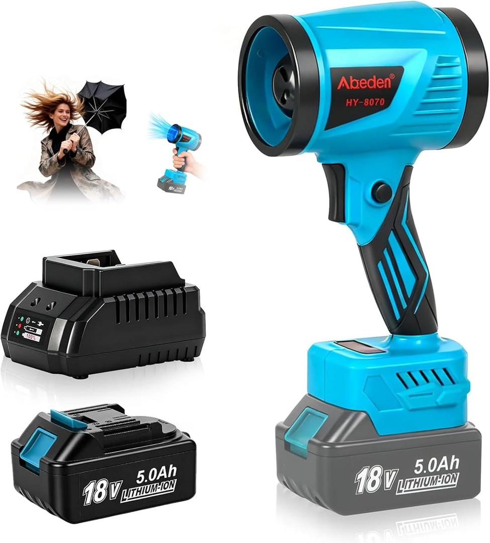 Mini Leaf Blower Cordless,Handheld Blower,with 5.0Ah Battery&Fast Charger,Compatible with Makita 18V Batteries,Lightweight for Lawn,Patio,Yard