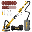 Drywall Sander, MYTOL 7.2A Electric Wall Sander with Vacuum Dust Collection, 6 Adjustable Speeds 900-1800RPM, LED Light, Extendable Handle, Foldable Electric Drywall Sanders 12Pcs Sanding discs-Yellow