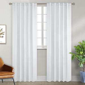BGment White Curtains 84 inch Length - 42 x 84 inch Rod Pocket and Back Tab Thermal Insulated Room Darkening Curtains for Living Room, 2 Panels Set, Greyish White