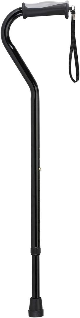 Drive Medical Adjustable Height Offset Handle Cane with Gel Hand Grip, Black