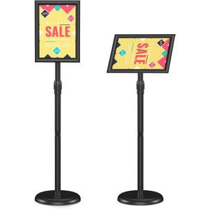 Relx Sign Holder Stand 8.5x11 inch - Adjustable Floor Standing Sign Holder - Signage Stand with Snap-Open Frame Display for Malls,Schools,Restaurants (black)