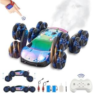 Remote Control Car, 8 Wheel RC Cars, Stunt RC Drift Car with Gesture Sensing, 2 x 1200mAh Battery, 90 Min Play Time, RC Cars for Boys Age 8-12, Toys for Ages 8-13 Boys, Boys Toys Age 10-12 (Blue)
