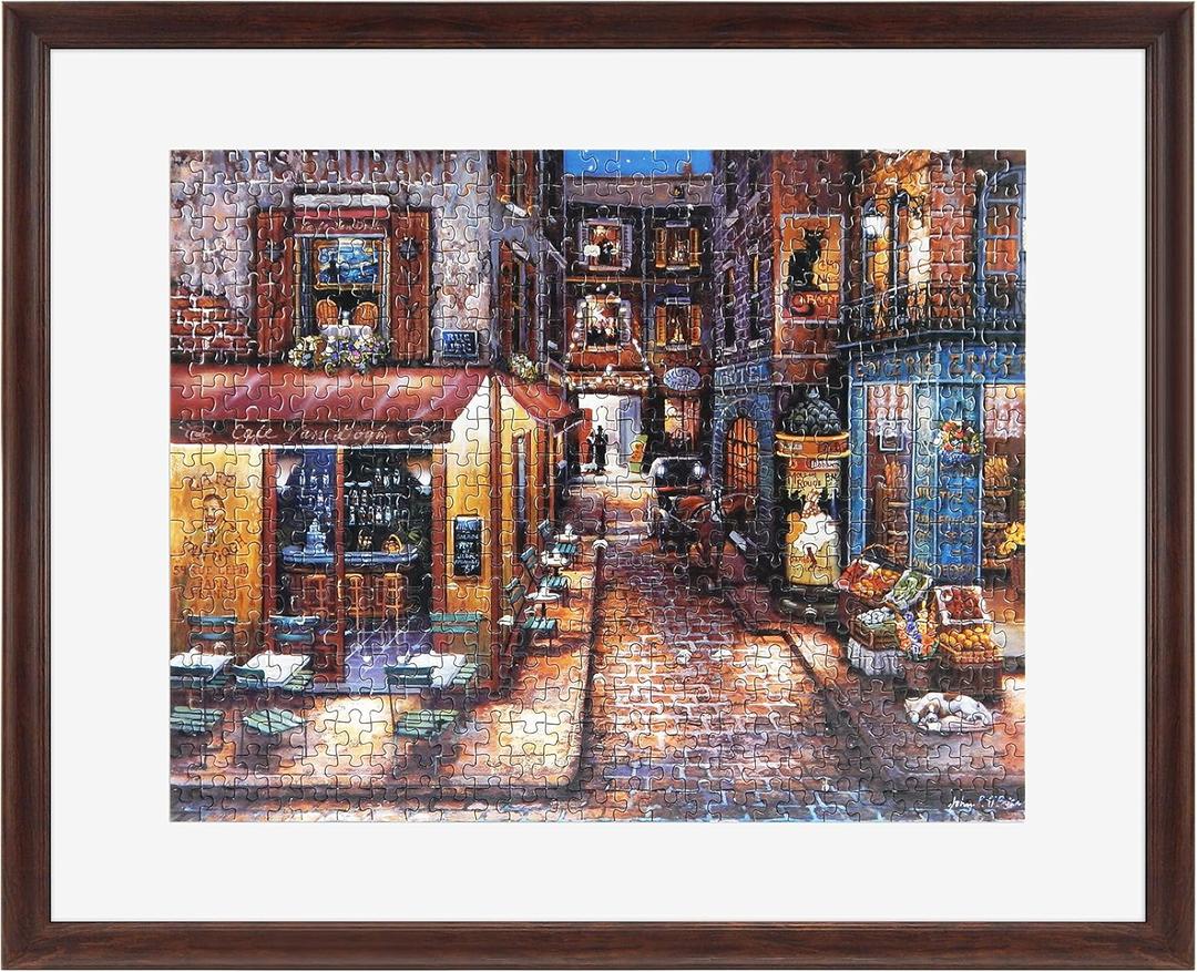 MCS 24x30 Puzzle Frame for Finished Puzzles, Walnut Woodgrain Vertical & Horizontal Wall-Mounted Large Picture Display for Preservation (1-Pack)