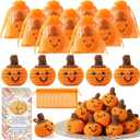 Shappy 15 Sets Thanksgiving Gifts Bulk Small Novelty Fall Pumpkins Crochet Gifts with Positive Cards Organza Bags for Fall Holiday Harvest Party Favors Home Table Decor