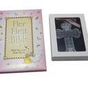 Baby Girl First Bible and 4 Inch Pewter Baptism Guardian Angel Crib Cross