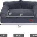 Hollypet Fluffy Plush Dog Cat Pet Couch Soft Calming Sofa Bed for Medium Small Cats and Dogs, Gray, M