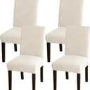 Turquoize Chair Covers Set of 4 Spandex Removable Kitchen Chair Covers Parson Chair Slipcover Chair Seat Covers for Dining Room, Hotel, Ceremony (4, Biscotti Beige)