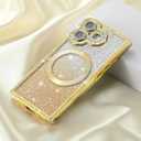 Misscase Magnetic Glitter Case for iPhone 17 6.3 Inch, Camera Protection, Compatible with MagSafe, Rectangle Cute Bling Sparkle Diamond Colorful Phone Cover, Drop-Tested & Shockproof-Gold