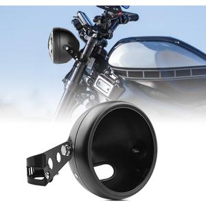 5.75 Inch Headlight Bucket Universal 5 3/4 Motorcycle Led Headlight Housing w/Mounting Brackets Fit 32-40mm Fork Tube