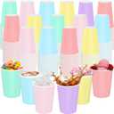 Zhehao Pastel Disposable Cups Summer Paper Coffee Color Paper Cups for Pastel Rainbow Birthday Party Supplies Xmas Holiday Table Decorations(60 Pcs,12 oz)