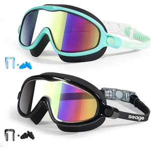 Seago Swim Goggles 2 Pack Anti-Fog Anti-UV Wide View Swimming Goggles for Kids 3-14