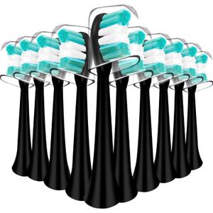Replacement Toothbrush Heads Compatible with AquaSonic Black Series Vibe Series Electric Toothbrush, Curved Shape Design Planted with Nylon Bristle (Black) 10pc