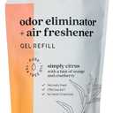 Azuna Air Freshener and Odor Eliminator for Strong Odor Gel 24oz Refill Pouch with Tea Tree Oil | Plant-Based & Long Lasting | Pet, Smoke, Home and Bathroom | Simply Citrus | Lasts 6090 Days