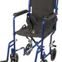 Drive Medical Deluxe Lightweight Aluminum Transport Wheelchair, Blue, 17"
