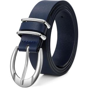 XZQTIVE Women's Leather Belts for Jeans Pants Dresses, Fashion Black Brown Gold Silver Buckle Design (Fit Mid-waist 42-48 inch)