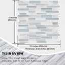 Tilingview 10PCS Peel and Stick Tile for Kitchen Backsplash, Strips Design Self-Adhesive Vinyl Tile, Plastic Wall Sticker (Blue White)
