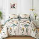 WONGS BEDDING Floral Quilt Set King,Green Yellow Printed Botanical Bedspread Bedding Set with 2 Pillowcase,Spring Summer Lightweight Farmhouse Coverlet Set for All Season (104"x90")