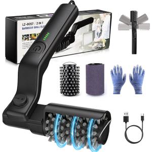 Electric Grill Brush, Electric Grill Cleaner Brush for Outdoor Grill, Cordless Rechargeable BBQ Grill Cleaning Brush, Power Barbecue Grill Brush, Motorized Grill Brush with 3-Speed & Adjustable Angle