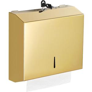 Paper Towel Dispenser Wall Mount Commercial, C Fold Multifold Hand Paper Towel Dispenser, Stainless Steel Tissue Holder (Gold)