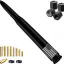 Car Bullet Antenna with Valve Stem Caps for GM Chevy Silverado 1500 2500 3500 HD Avalanche Ford F Series F150 F250 GMC Sierra 1500 2500 3500 Denali Heavy Truck Accessories (Black)- 7inch- America Flag (7 inch)