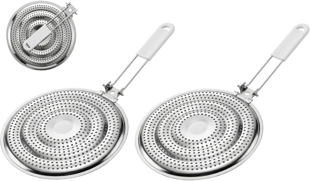 HIC Kitchen Heat Diffuser Reducer Flame Guard With Removable Handle, Stainless Steel, Distributes Heat Evenly And Reduces Scorching, For Gas Electric Glass Stovetops, 8.25-Inch, Set of 2