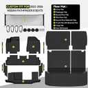 Tongama-Floor Mats for 2022-2026 Nissan Pathfinder 8 Seat with Bench Seats, All Weather TPE Trunk Mat with Backrest Mat & 2nd Row Backrest Mats & Cargo Net & Full Coverage Door Sill Guards Kit