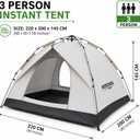 Pop Up Camping Tent with Screen Porch, 3 Person,4-Season Waterproof, One Size