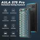 AULA S75 PRO Wireless Mechanical Keyboard with Screen&Knob, Tri-Mode Hot Swappable Gaming Keyboard 75%, Pre-lubed Switches, RGB Backlit, Side Printed PBT Keycaps, Creamy Sounding Computer Keyboards (Gradient Black)