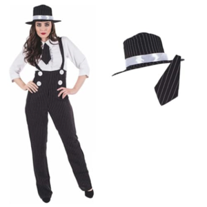 fun shack 20s Mobster Costume for Women, 1920s Gangster Outfit, Halloween Gangster Costume for Women, Vintage Style, XX-Large
