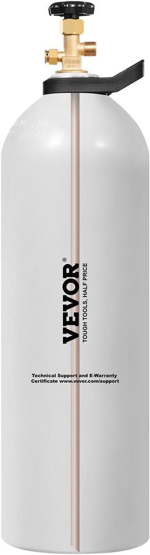 VEVOR CO2 Tank, 20 lbs New Aluminum Alloy Cylinder, CO2 Air Tank with Light Spray Coating, CGA320 Valve, Handle, Built-in Purple Copper Siphon, DOT Approved Cylinder for Draft Beer Dispensing